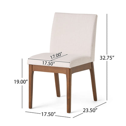 Set of 2 Contemporary Dining Chairs - Upholstered Seat and Backrest, Rubberwood Legs, Walnut + Light Beige (same sku: 58924.00WNT / N759P288155K) image 4