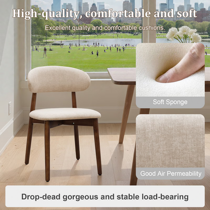 Light Camel Flannelette Upholstered Dining Chair with Walnut Solid Wood Legs, Armless Chair Set of 2 for Kitchen, Restaurant, Living, Meeting Room image 10