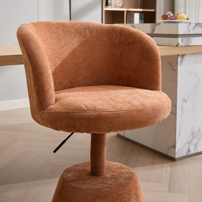 Adjustable Height 360° Swivel Bar Stool, Modern Chenille Upholstered Round Dining Chair, Ergonomic Accent Vanity Chair for Bedroom,Kitchen Island & Pub, Single Pack, Terracotta & Orange color,SW1878OG image 12