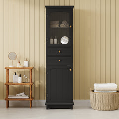 63" Tall Bathroom Storage Cabinet with Glass Doors - Perfect for Display