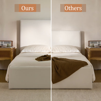 Lucas Tall Headboard Upholstered Bed / 52" High Headboard / Elegant Simplicity / No Box Spring Needed / Easy Assembly / Queen / Coconut Micro Suede image 5