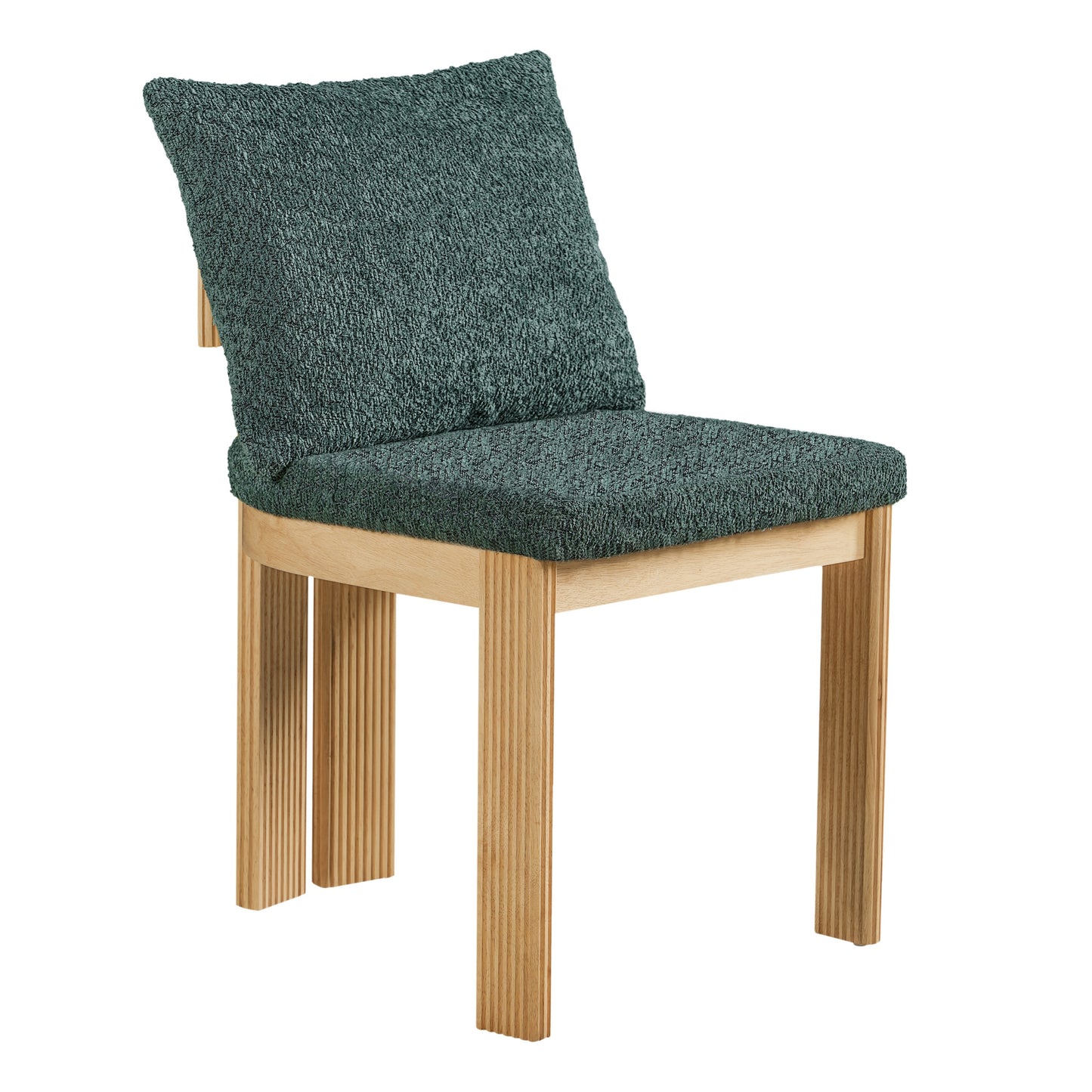 Indoor Boucle Dining Chair Set of 2, Rubber Wood Frame, Plush Green Boucle Seating, 250lbs Weight Capacity for Kitchen & Dining Room image 6