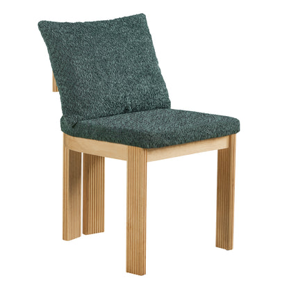 Indoor Boucle Dining Chair Set of 2, Rubber Wood Frame, Plush Green Boucle Seating, 250lbs Weight Capacity for Kitchen & Dining Room image 6