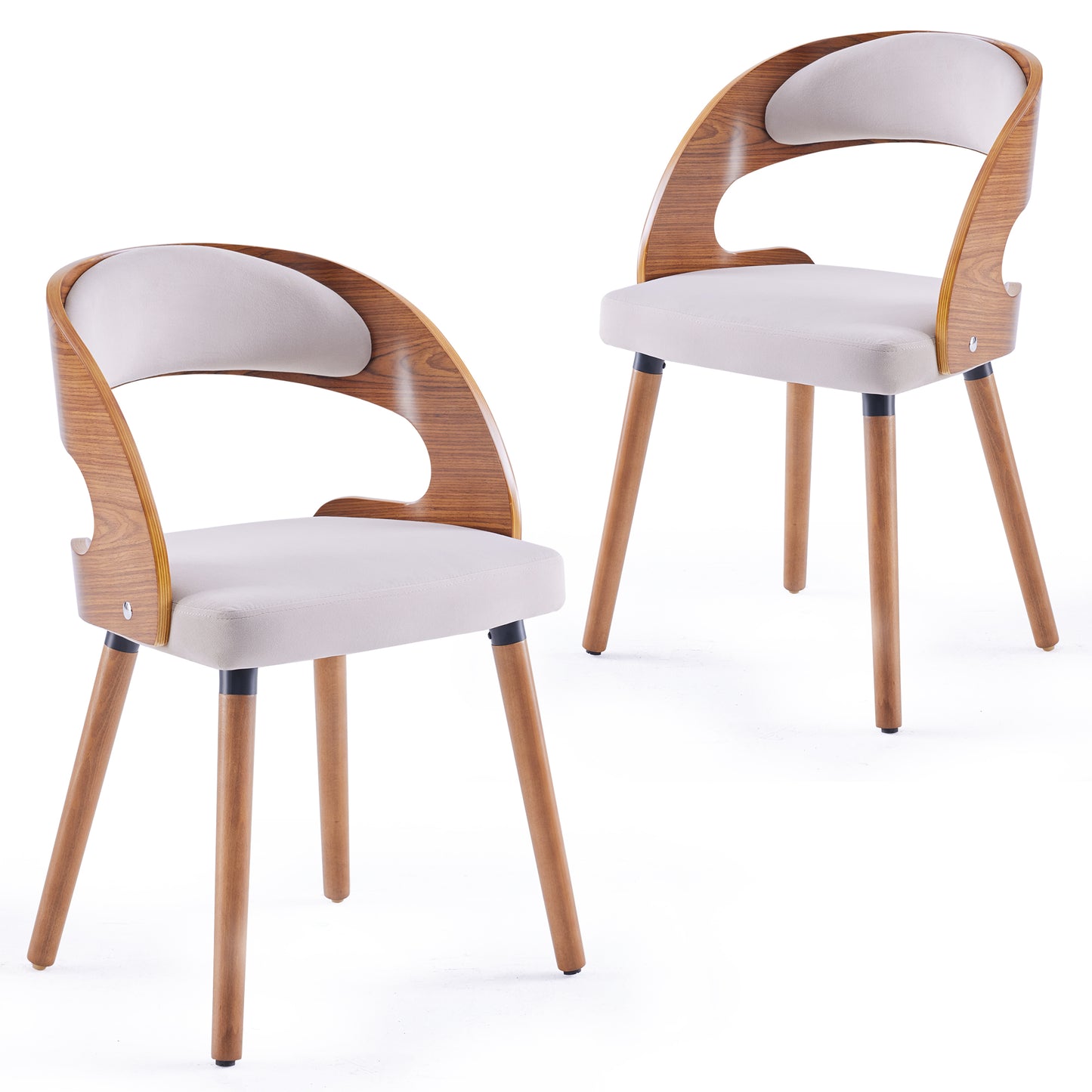 Wood Dining Chairs, Modern Upholstered Dining Chairs with Curved Backrest for Kitchen, Dining Room, Living Room image 7