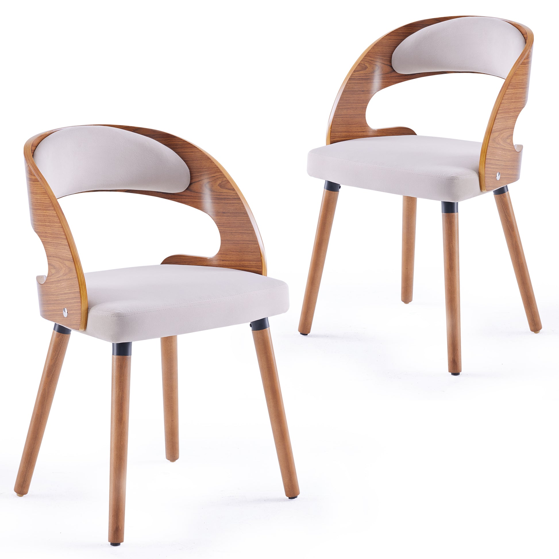 Wood Dining Chairs, Modern Upholstered Dining Chairs with Curved Backrest for Kitchen, Dining Room, Living Room image 7