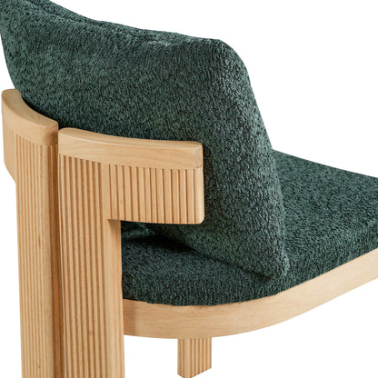 Indoor Boucle Dining Chair Set of 2, Rubber Wood Frame, Plush Green Boucle Seating, 250lbs Weight Capacity for Kitchen & Dining Room image 10