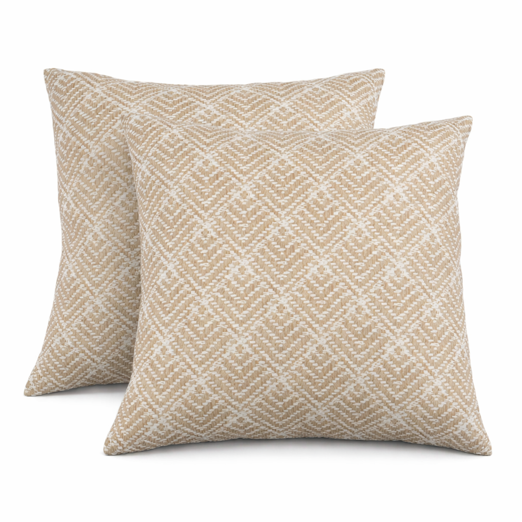 (same as W419P449832)2 Pack Outdoor Throw Pillows, Waterproof & Fade-Resistant Patio Cushions for Garden, Porch, Poolside Furniture - Soft & Comfortable Decorative (18x18 Inch, RHOMBUSBEIGE Fabrics) image 1