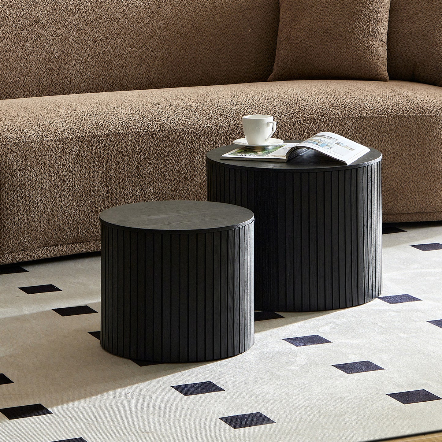 Nested table set 2 pieces, MDF coffee table set Living room/lounge area, black image 9