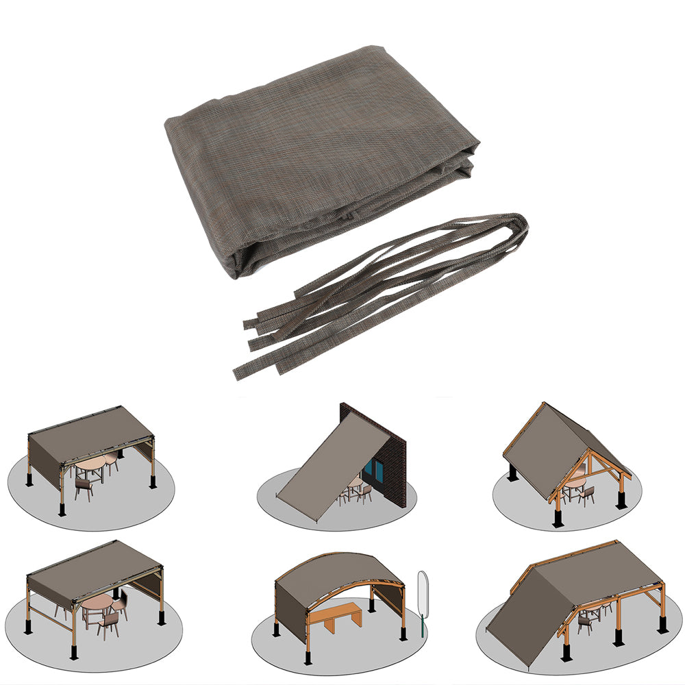 Outdoor Pergola Sun Shade Cover Cloth Patio Canopy HDPE Permeable with Grommets (13' x 7.7', Brown)