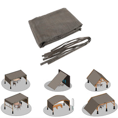 Outdoor Pergola Sun Shade Cover Cloth Patio Canopy HDPE Permeable with Grommets (13' x 7.7', Brown)