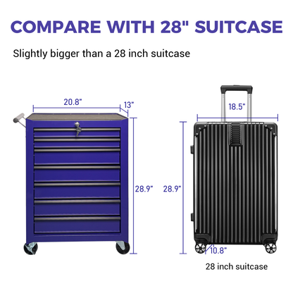 Rolling Metal Tool Chest with 7 Drawers, 20" 7-Drawer Tool Chest Cabinet with Ball Bearing Drawer Slides, Steel Tool Storage Box Organizer -PURPLE image 2