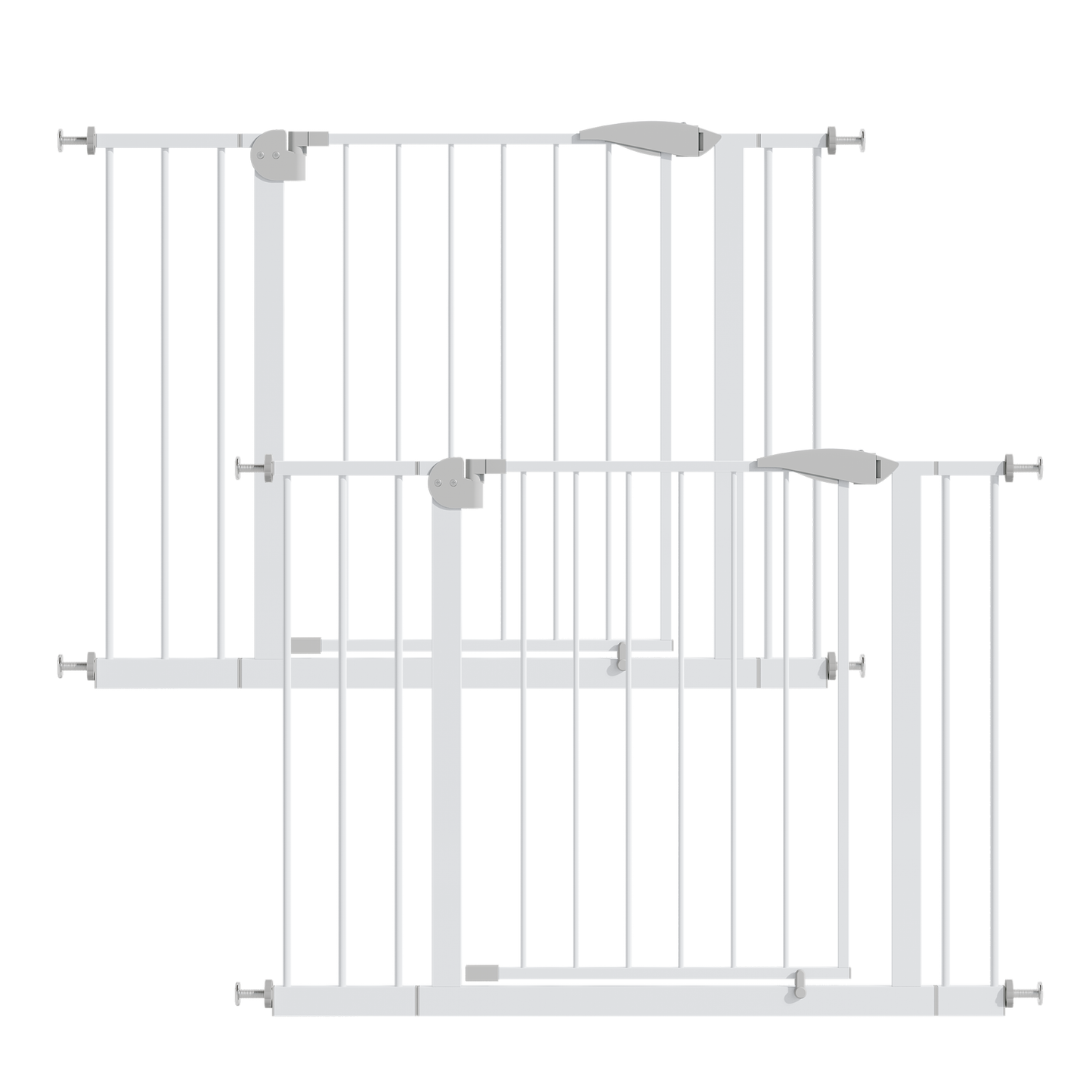 2 Pack 29.5-44.1" Wide Baby Gate for Stairs, Dog Gate Indoor for Doorways, No Drilling Pressure Mounted Pet Gates for Kids, Easy Walk Through Safety Gate, White image 1