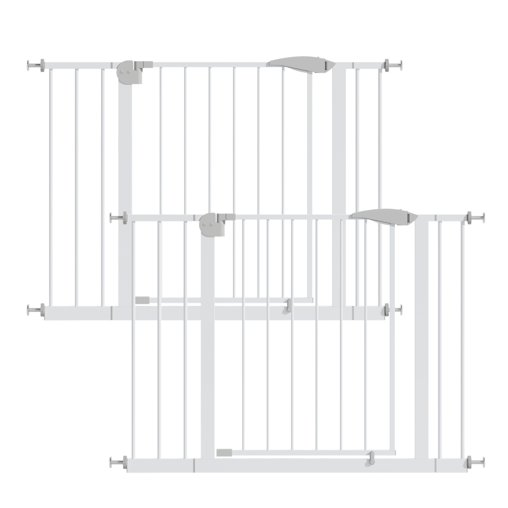 2 Pack 29.5-44.1" Wide Baby Gate for Stairs, Dog Gate Indoor for Doorways, No Drilling Pressure Mounted Pet Gates for Kids, Easy Walk Through Safety Gate, White image 1