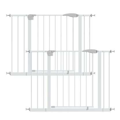 2 Pack 29.5-44.1" Wide Baby Gate for Stairs, Dog Gate Indoor for Doorways, No Drilling Pressure Mounted Pet Gates for Kids, Easy Walk Through Safety Gate, White image 1