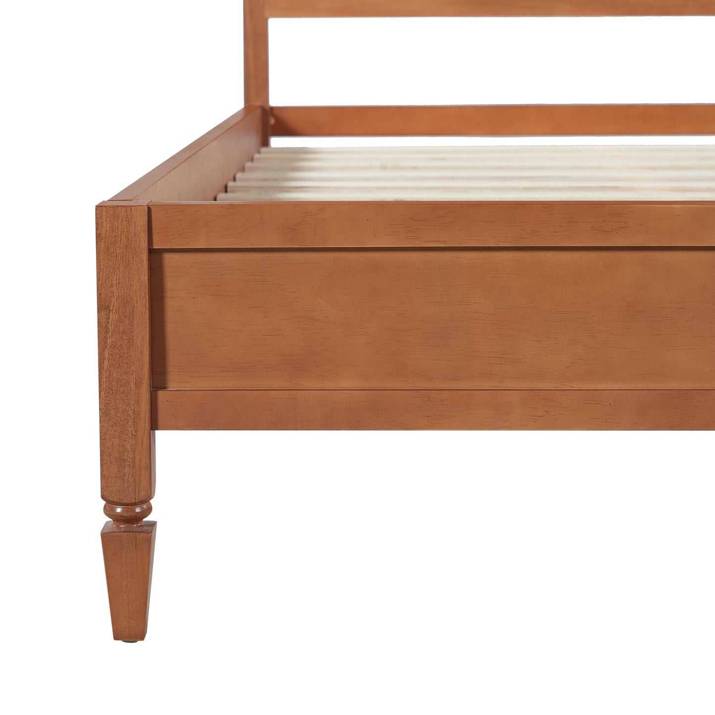 Queen Size Wood Platform Bed Frame with Classic Panel Headboard, Wooden Slats Support, No Box Spring Needed, Easy Assembly, Brown image 10