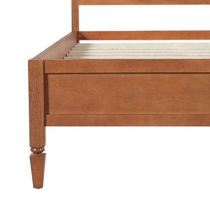 Queen Size Wood Platform Bed Frame with Classic Panel Headboard, Wooden Slats Support, No Box Spring Needed, Easy Assembly, Brown image 10