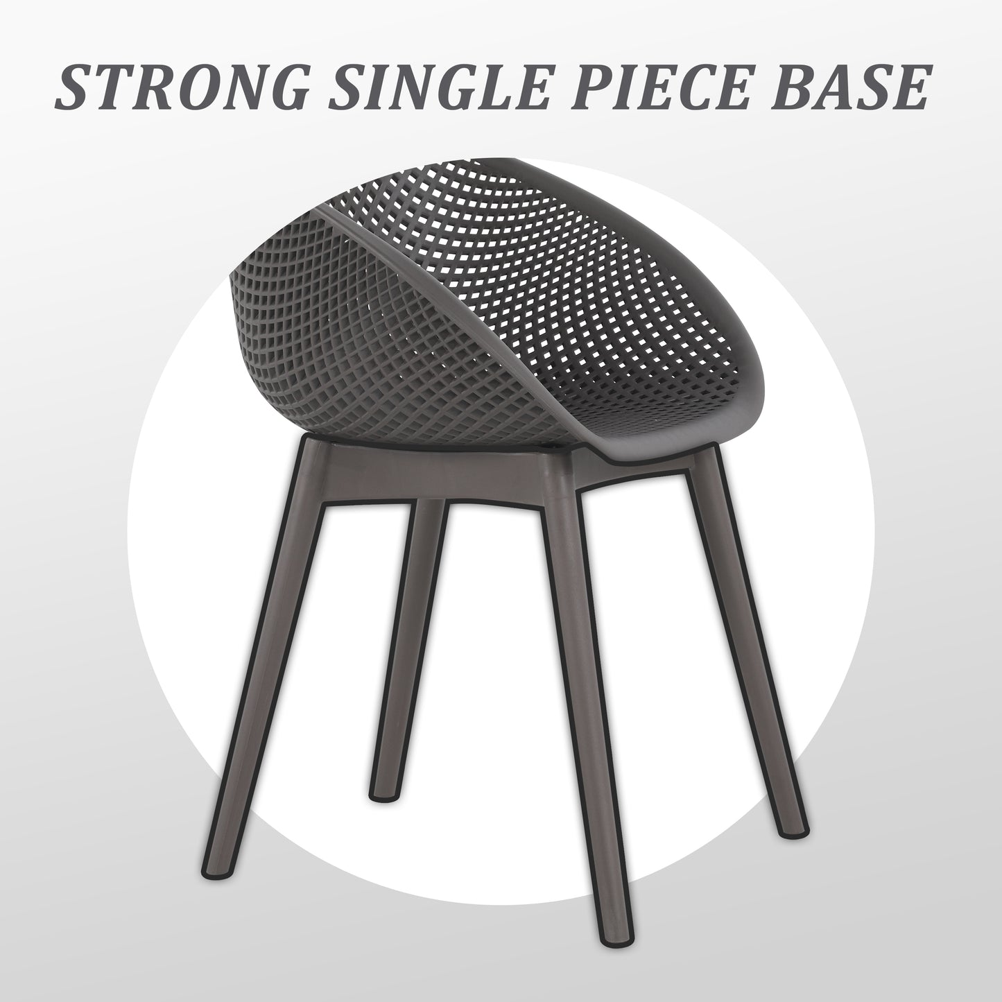 Summer - 2-Pack Warm Grey Modern Lounge Chairs – Indoor/Outdoor All-Weather PP Plastic with 36 Inch Indoor/Outdoor Modern White Round PP Table image 12