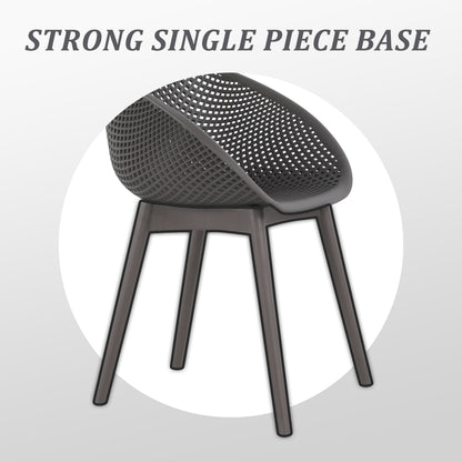 Summer - 2-Pack Warm Grey Modern Lounge Chairs – Indoor/Outdoor All-Weather PP Plastic with 36 Inch Indoor/Outdoor Modern White Round PP Table image 12