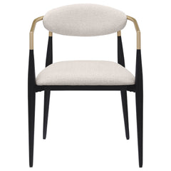 Mistra Beige Fabric Upholstered Dining Arm Chair (Set of 2)