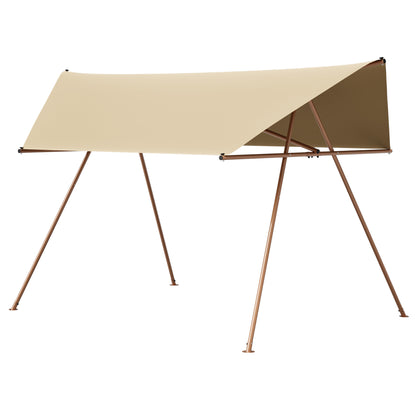 Hexagonal Shade Sail Canopy, Large 206"x118" UV Block Sun Shade with UPF 50+, Waterproof High-Density Polyester Fabric, Brown Rust-Resistant Poles & Built-in Hooks for Patio Backyard – Light Khaki image 12