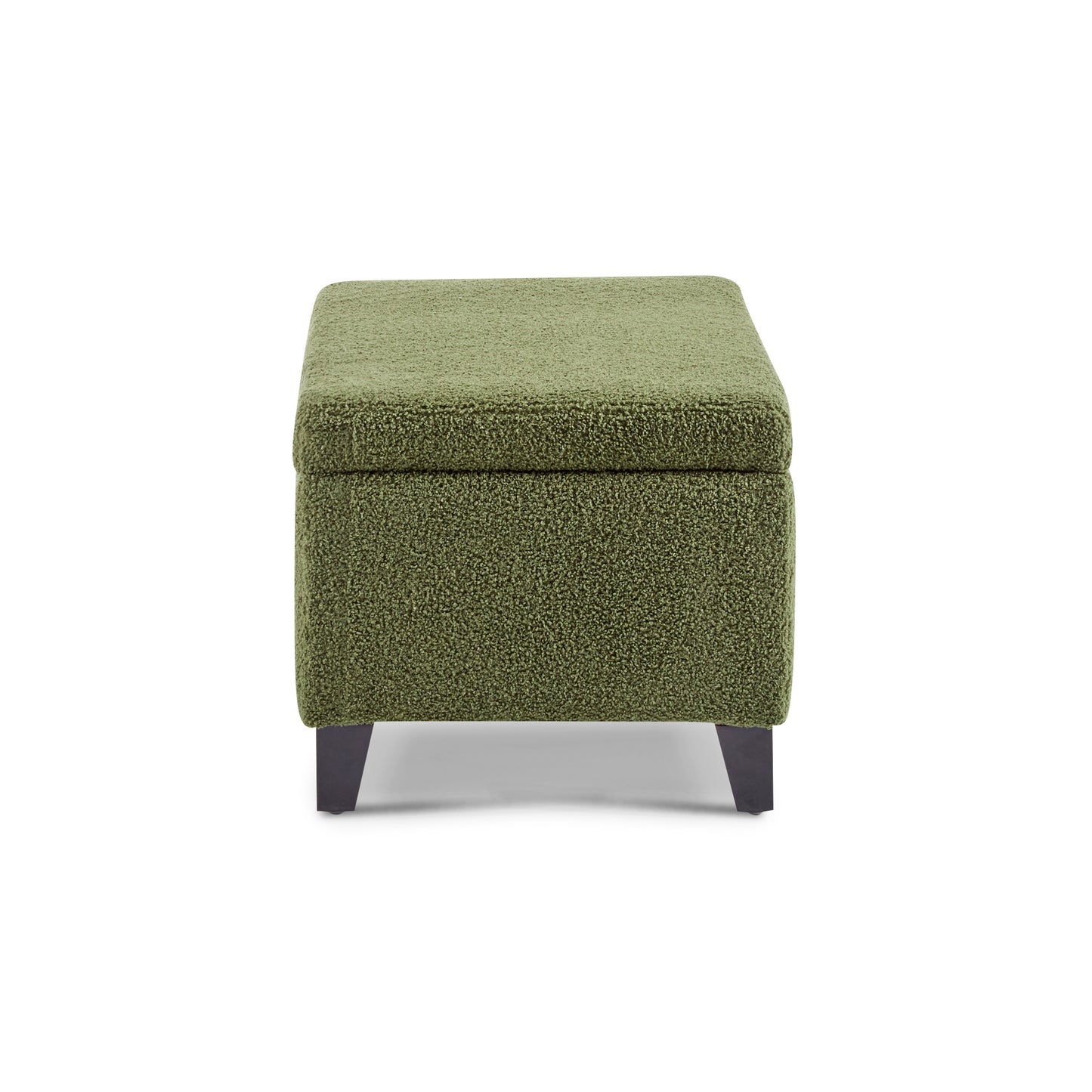 Storage Ottoman with Flip-Top Lid, Easy Assembly, Boucle Fabric & Rubber Wood Legs, Retro Green image 8