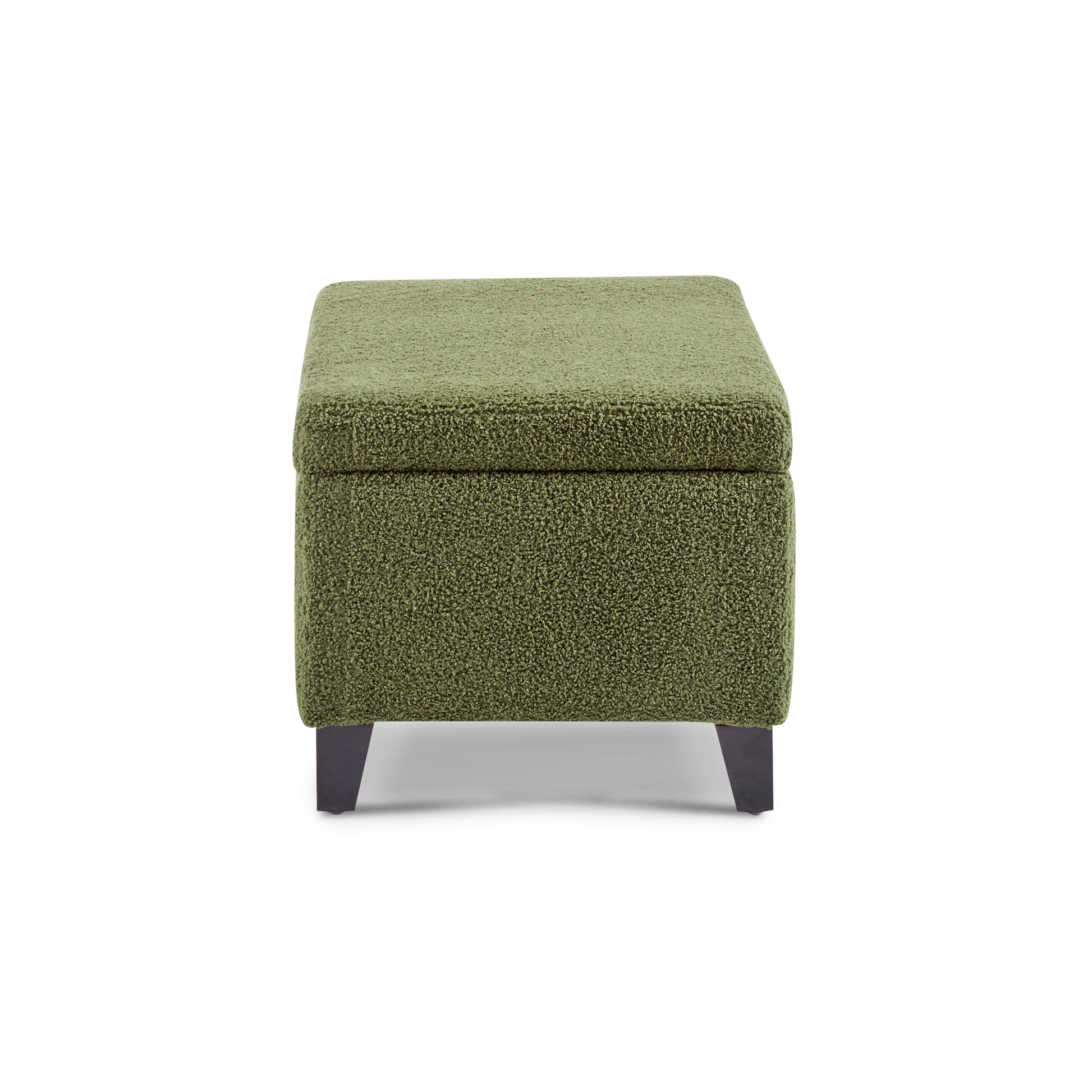 Storage Ottoman with Flip-Top Lid, Easy Assembly, Boucle Fabric & Rubber Wood Legs, Retro Green image 8