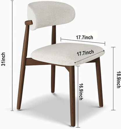 Set of 2 Solid Ash Wood Dining Chairs, Mid-Century Modern Hardwood Kitchen Side Chairs with Upholstered Seat and Ergonomic Curved Backrest, Japandi Style Heavy Duty 330 LBS Capacity-WALNUT image 7