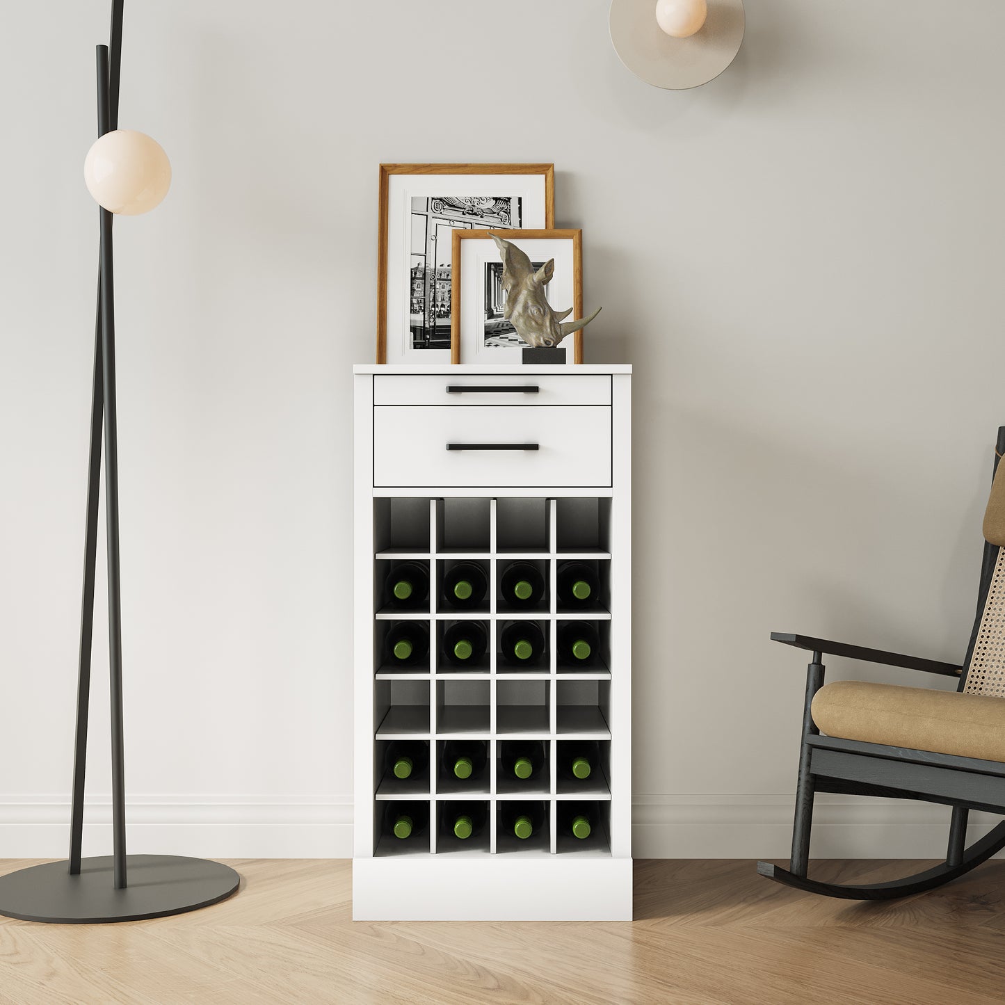 WHITE color modular 24 wine bar cabinet Buffet Cabinet image 1
