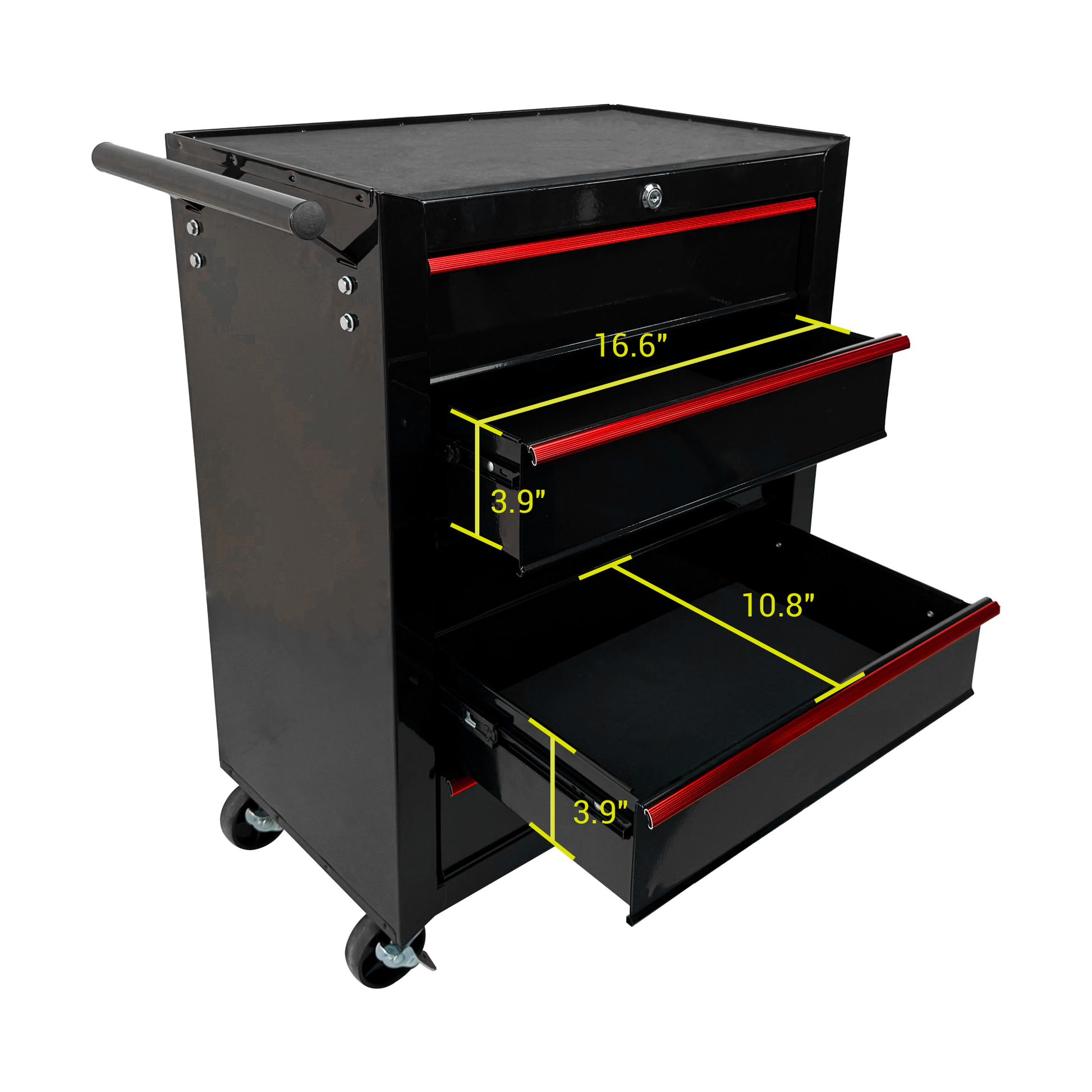Rolling Metal Tool Chest with 5 Drawers, 20" 5-Drawer Tool Chest Cabinet with Ball Bearing Drawer Slides, Steel Tool Storage Box Organizer -BLACK image 7