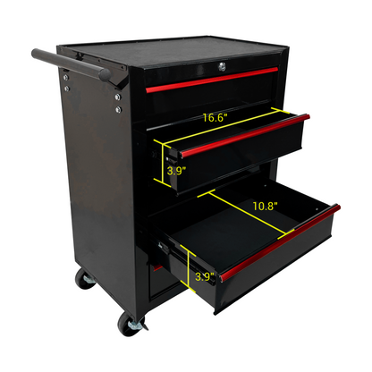 Rolling Metal Tool Chest with 5 Drawers, 20" 5-Drawer Tool Chest Cabinet with Ball Bearing Drawer Slides, Steel Tool Storage Box Organizer -BLACK image 7