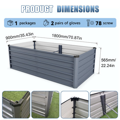 6x3x2ft 2pcs Large Raised Garden Bed Kit, Grey Rectangular Galvanized Metal Outdoor Garden Bed, Planter Raised Garden Boxes Outdoor Garden Beds for Growing Plants, Vegetables and Flowers. image 7