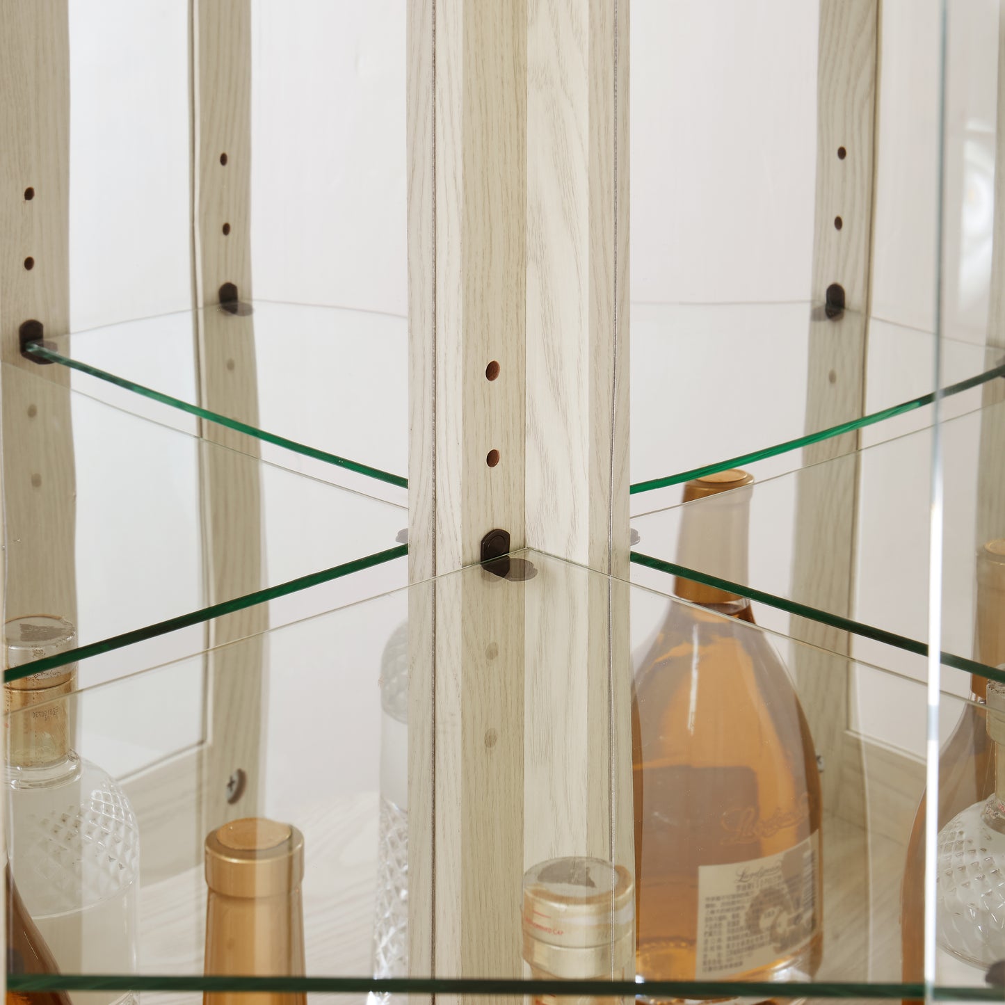 Corner Glass Cabinet Lighted Curio Cabinet Corner Display Case for Living Room, Curio Cabinet, Antique collection, Wine,Bar Glass Storage Light Included, Antique White image 7