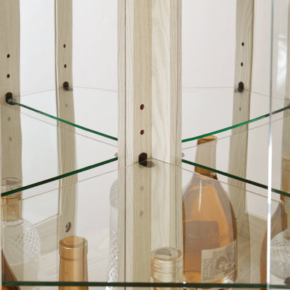 Corner Glass Cabinet Lighted Curio Cabinet Corner Display Case for Living Room, Curio Cabinet, Antique collection, Wine,Bar Glass Storage Light Included, Antique White image 7