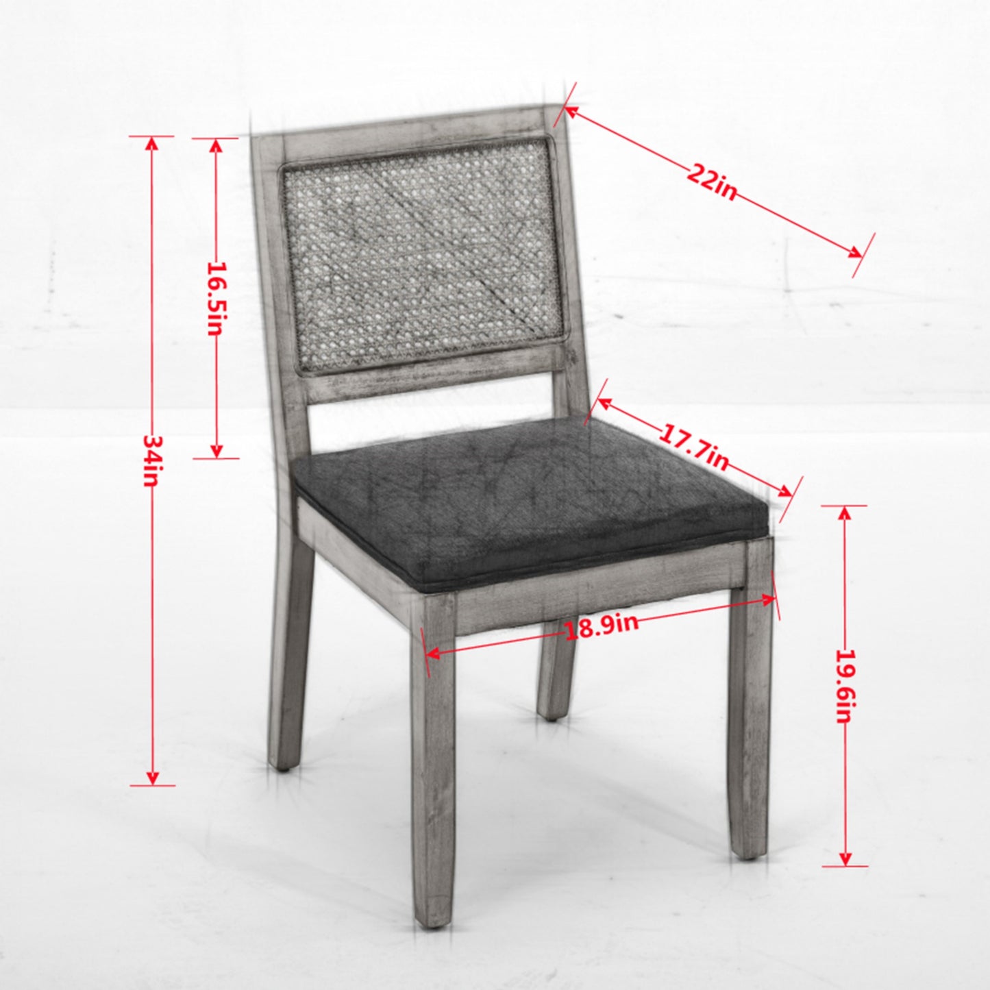 Farmhouse Rattan Dining Chairs Set of 2, Mid Century Modern Kitchen & Dining Room Chairs, Cane Upholstered Kitchen Side Chair with Natural Hardwood Frame, Beige image 8