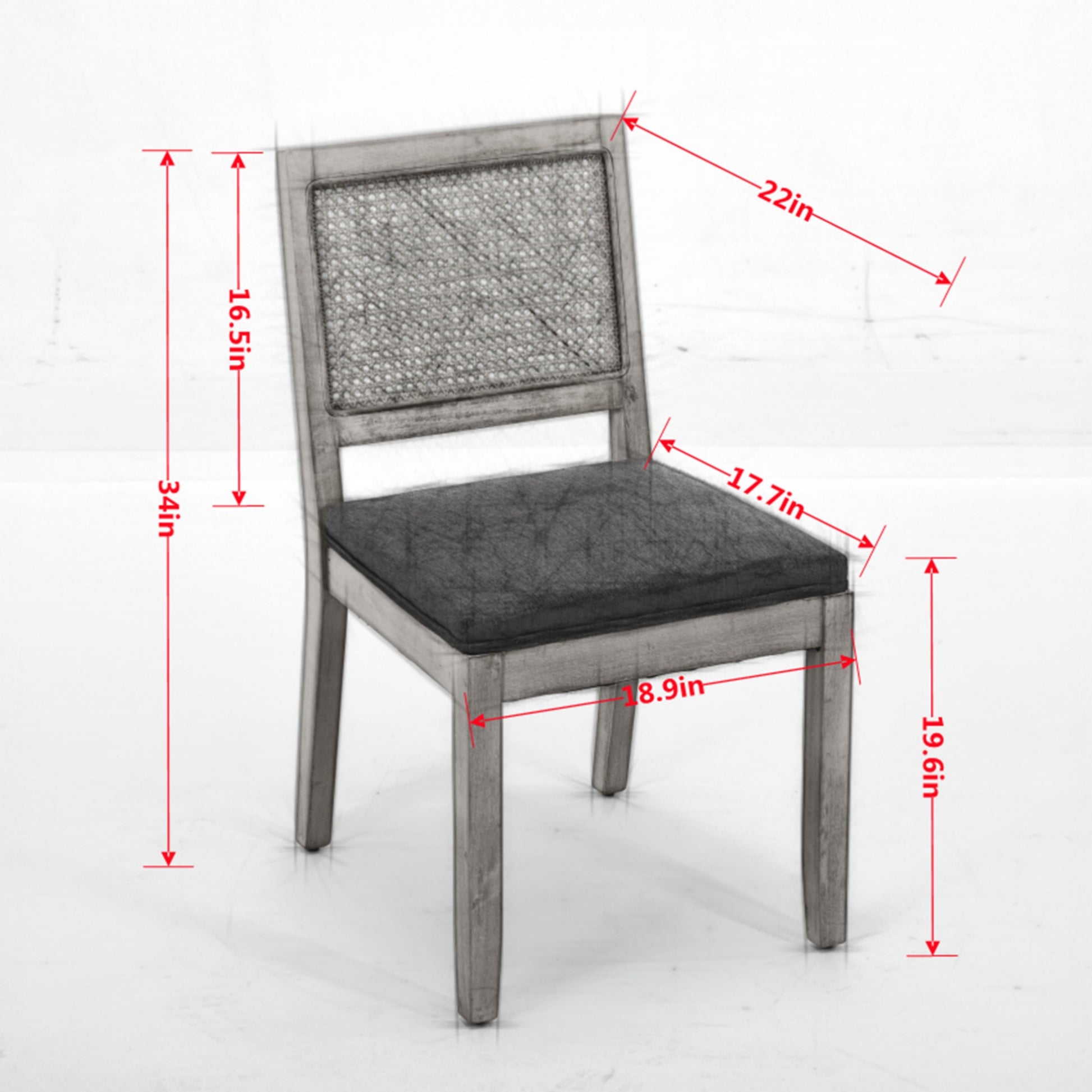 Farmhouse Rattan Dining Chairs Set of 2, Mid Century Modern Kitchen & Dining Room Chairs, Cane Upholstered Kitchen Side Chair with Natural Hardwood Frame, Beige image 8