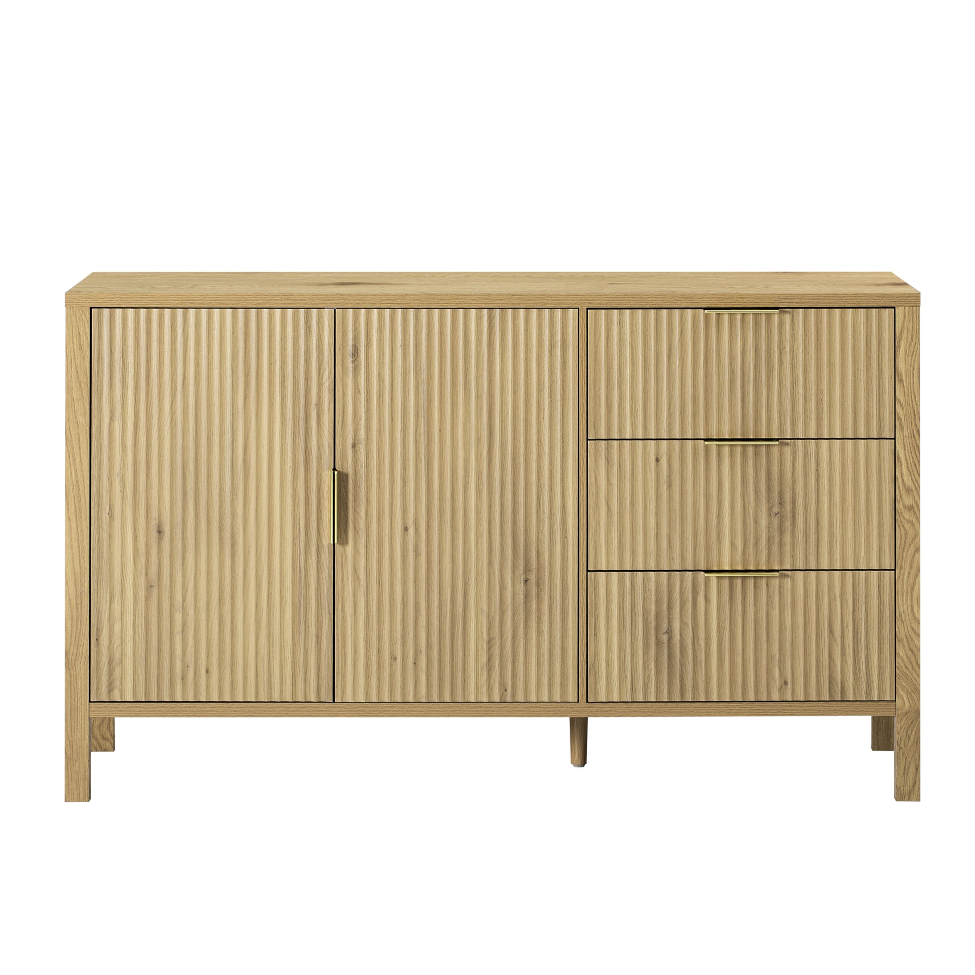 U-Style Modern Wave-Pattern Sideboard with 3 Drawers, Large Storage Buffet Cabinet with Hooks and Extra Center Leg,Suitable for Living Room,Entryway,Hallway. image 12