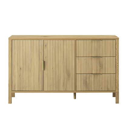 U-Style Modern Wave-Pattern Sideboard with 3 Drawers, Large Storage Buffet Cabinet with Hooks and Extra Center Leg,Suitable for Living Room,Entryway,Hallway. image 12