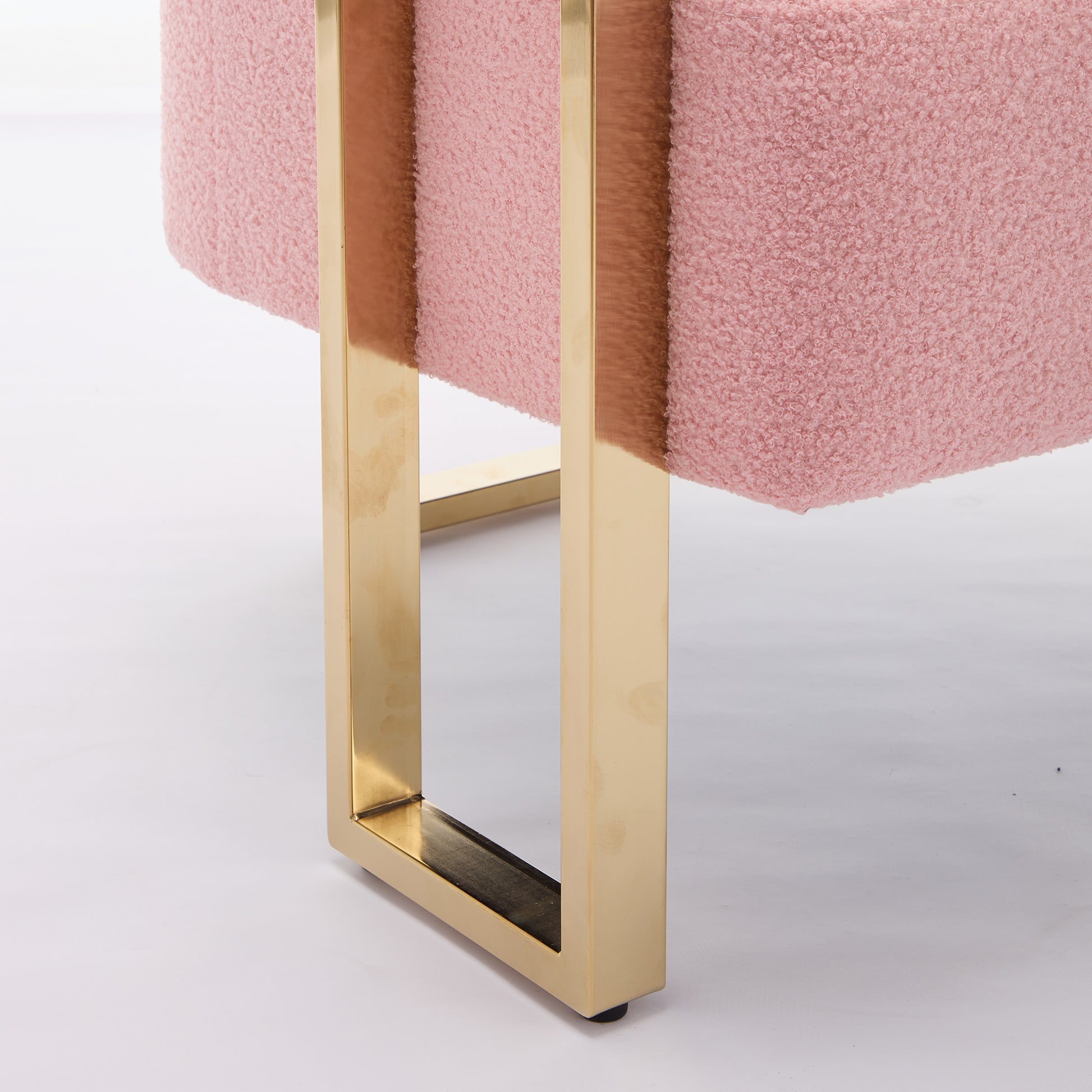 TS Modern decorative chair, living room side chair with gold metal legs, no wheels, suitable for dressing area, reception room, office,Teddy fleece upholstered metal foot sofas 2PCS Pink image 11