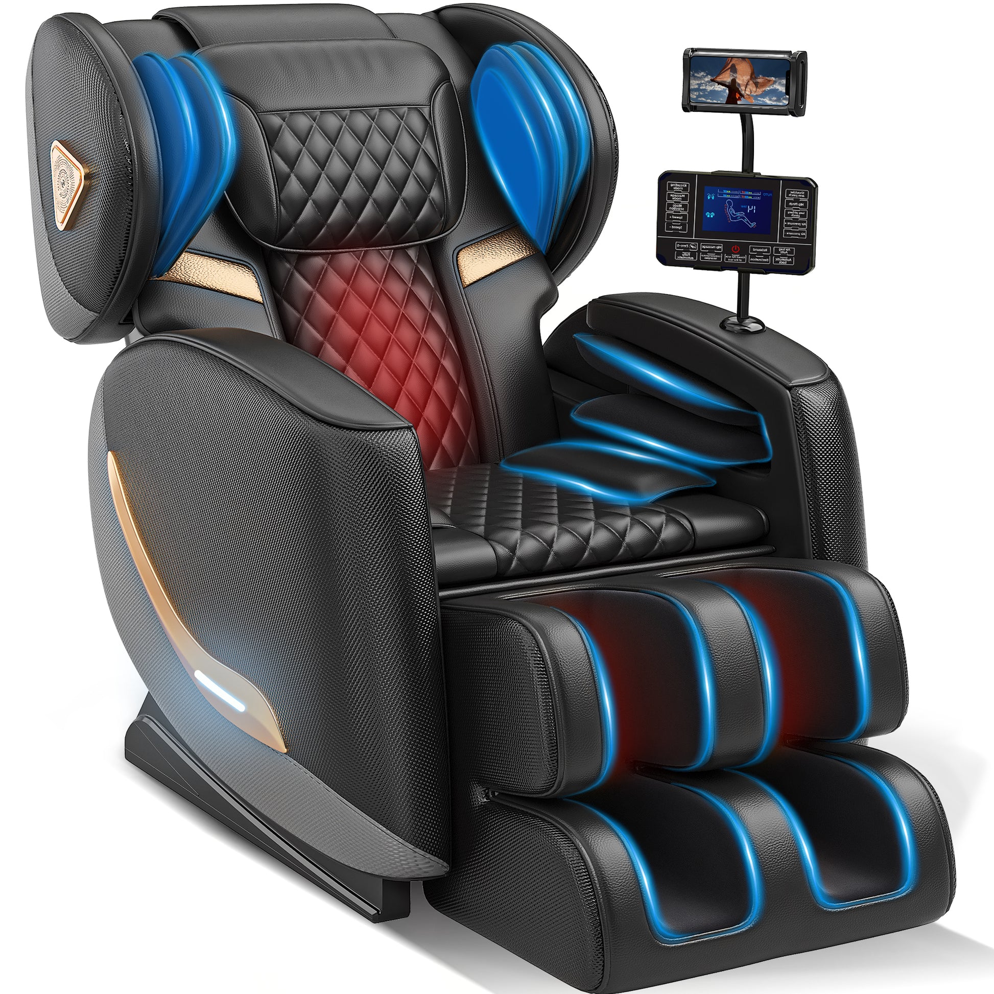 Massage Chair Full Body and Recliner, Zero Gravity Massage Chairs, 8 Fix Rollers, Airbags, Heating, Foot Massage, Auto Modes, Bluetooth Speaker and Touch Control Screen for Home and Office image 1
