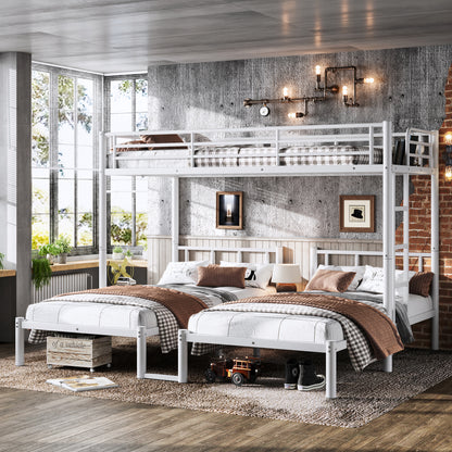 Twin over Twin & Twin Bunk Beds for 3, Twin XL over Twin & Twin Bunk Bed Metal Triple Bunk Bed, White image 2