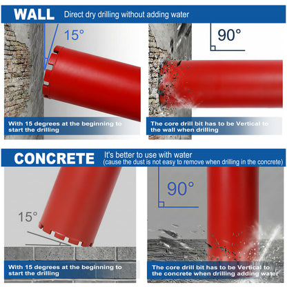 6 Inch Diamond Core Drill Bits,1-1/4"-7 Thread Diamond Core Bit for Cured Concrete with Rebar, Hard Masonry, Brick Block, Stucco, Stone,Flat image 10