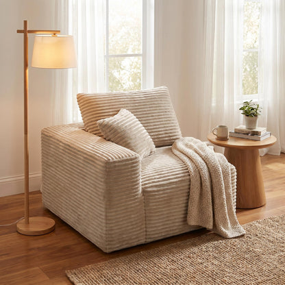 Camel Corduroy Modular Compression Sofa, Legless Floor-Hugging Armless Accent Chair for Living Room Bedroom image 3