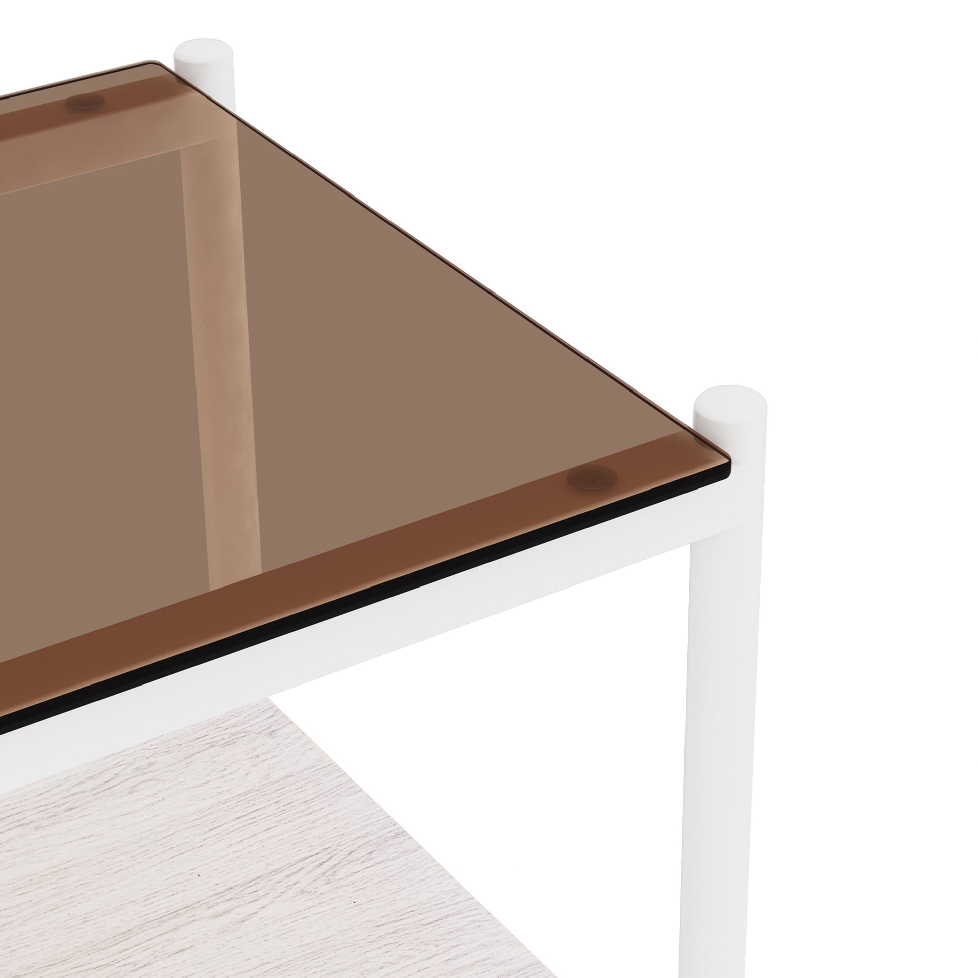 Set of 2 Rectangle End Table, Tempered Glass Tabletop with MDF layer, Modern Table for Living Room, Brown Glass image 12