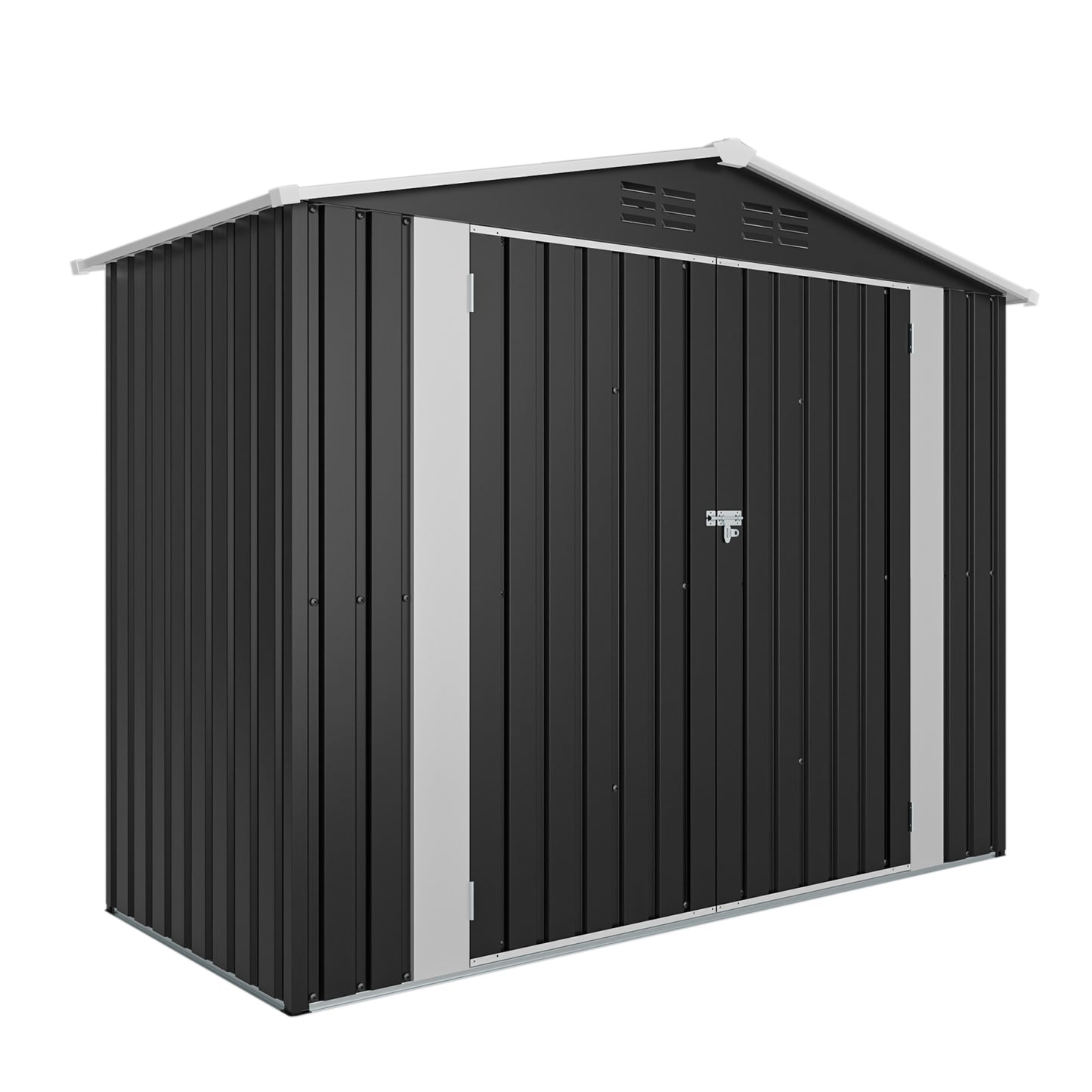 8ft x 4ft Outdoor Metal Storage Shed with Lockable Latch for Backyard, Patio, Lawn,Black(7.81*3.64 FT) image 8