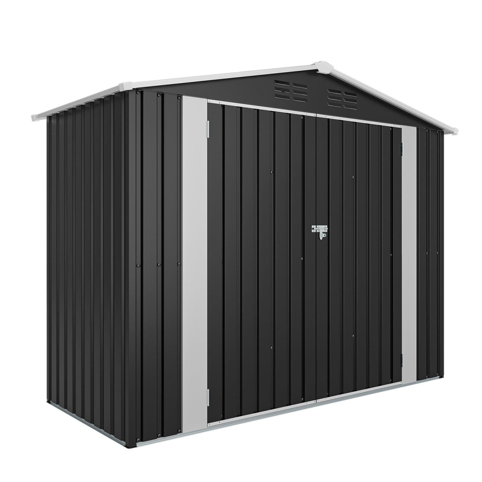 8ft x 4ft Outdoor Metal Storage Shed with Lockable Latch for Backyard, Patio, Lawn,Black(7.81*3.64 FT) image 8