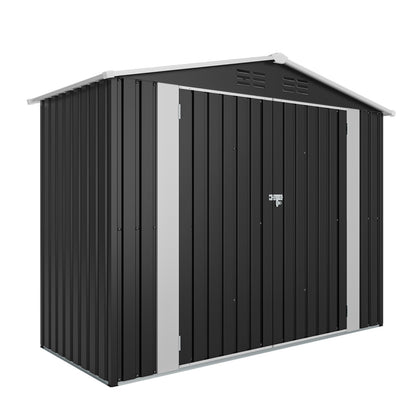 8ft x 4ft Outdoor Metal Storage Shed with Lockable Latch for Backyard, Patio, Lawn,Black(7.81*3.64 FT) image 8