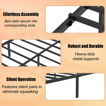 Queen Size Bed Frame, Headboard and Footboard,Structurally Stable, Under Bed Storage,No Box Spring Needed,Black image 7