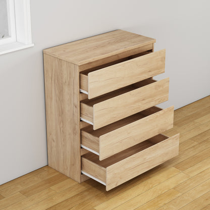 4 Drawer Dresser,Modern Storage Chest of Drawers,31.5In Natural Dresser for Closet with Handle-Free Design, Closet Chests Organizer for Bedroom, Living Room,Natural image 3