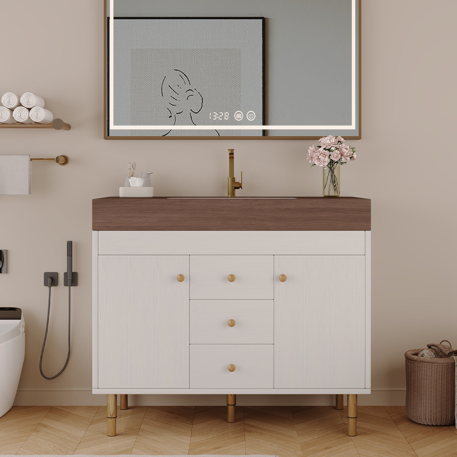 36 in Modern Free-standing Bathroom Vanity with Ceramic Sink & Ample Storage image 1