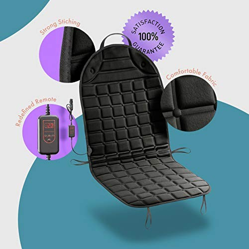Black 12V Heated Seat Cushion side view
